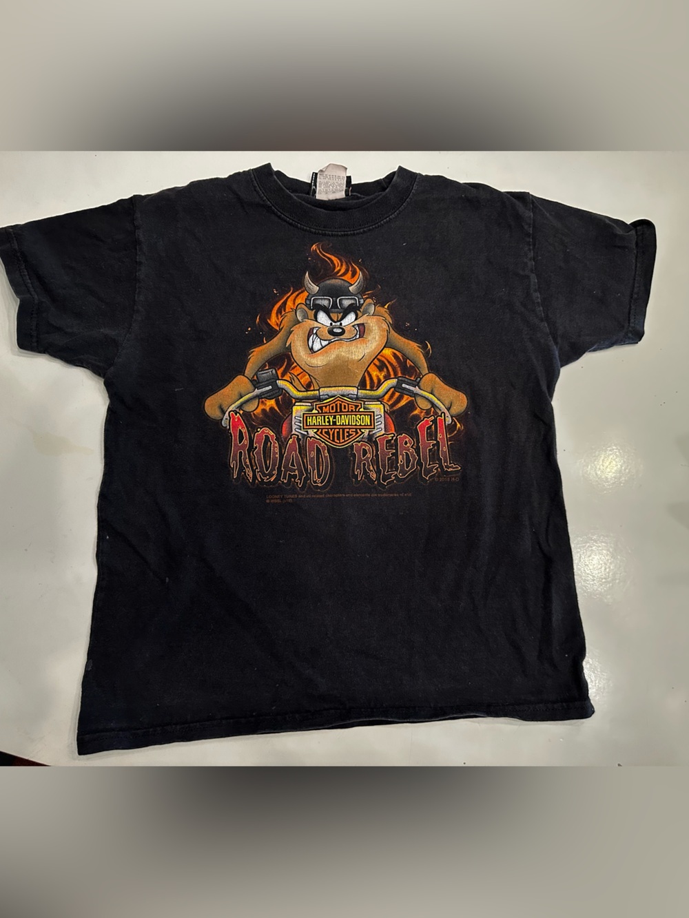 Harley-Davidson Black Kids 'Road Rebel' Graphic Tee Youth Medium vintage Y2K